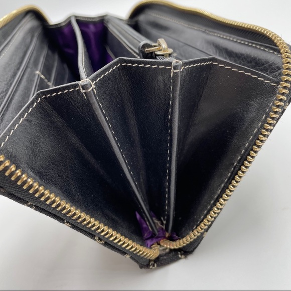 Kate Spade Classic Noel Neda Black Cream Canvas Zip Around Wallet - Picture 14 of 14